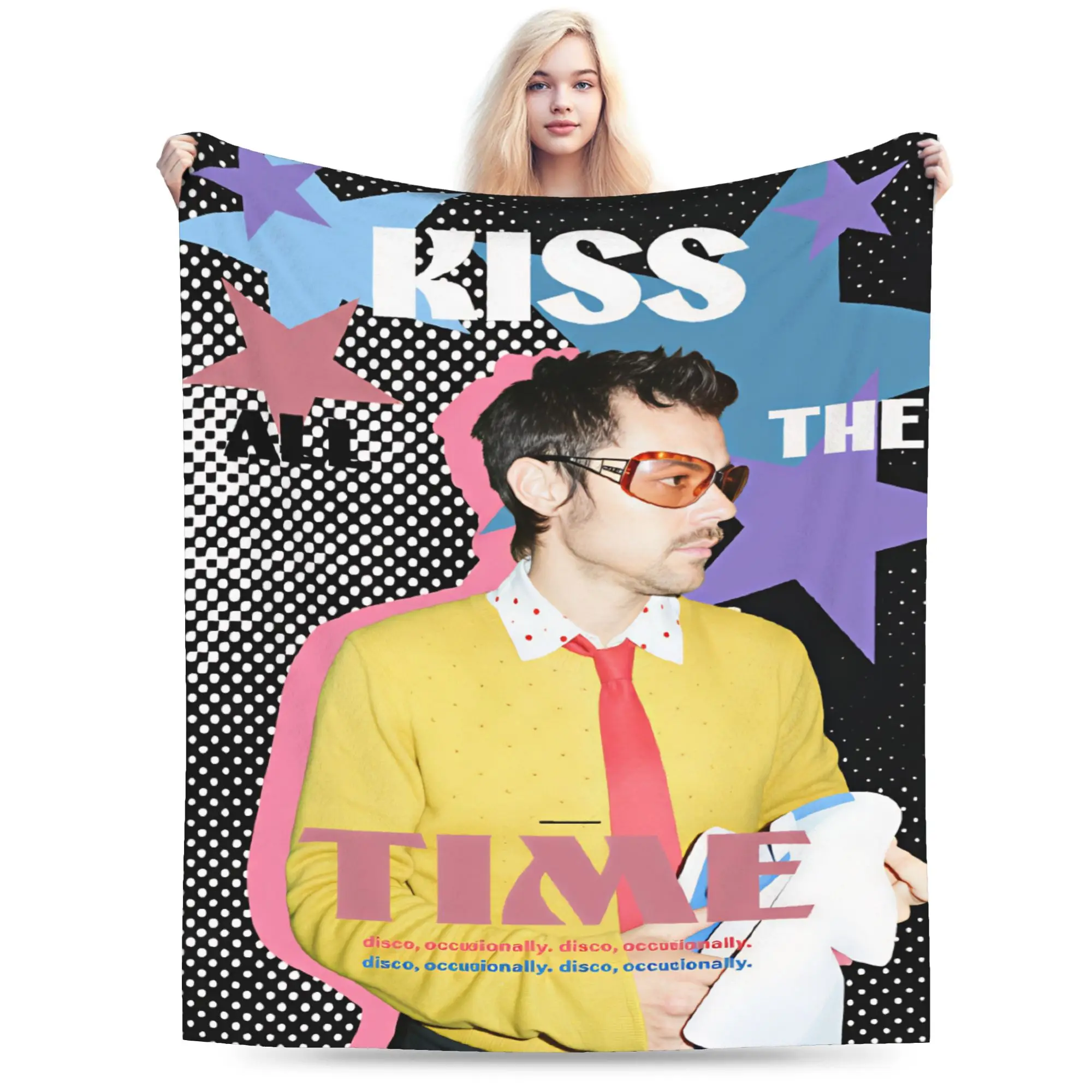 Cozy Throw Blanket Picnic Harrys S-Styles Kiss Al the Time Blanket  Flannel Bedspread For Living Room Casual Sofa Bed Cover