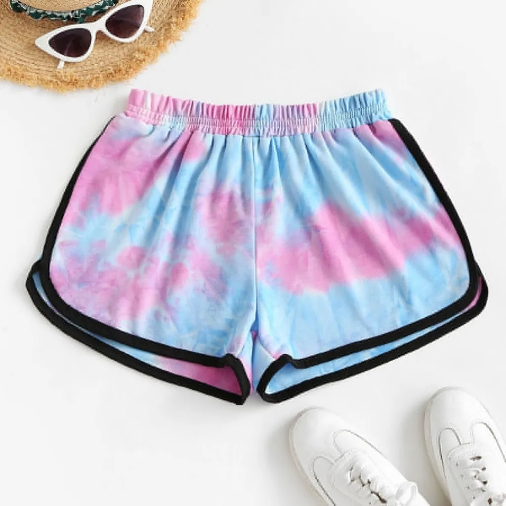 

Women Tie-Dye Dolphin Casual Shorts Elastic Waist Wide Leg Mini Hot Short Pants Mujer Spring Summer Loose Comfy Cortos