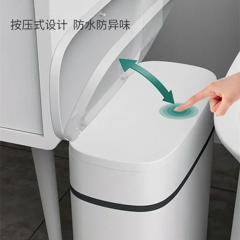 12L Bathroom Waste Bins Press-Type Trash Can Household Waterproof Dustbin Storage Box Kitchen Garbage Bins Paper Basket