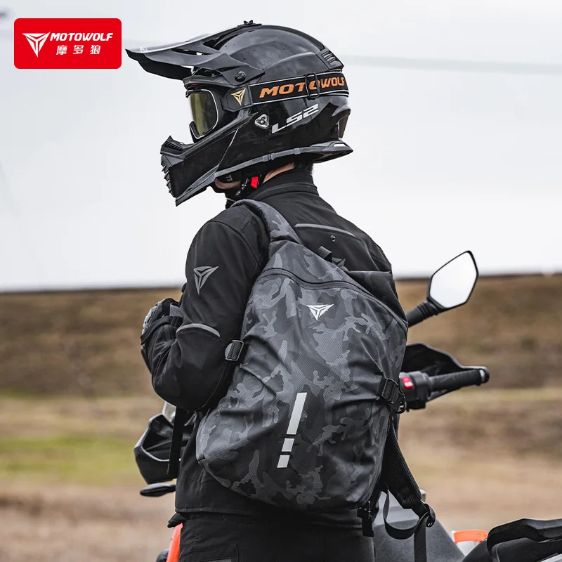 Outdoor Motorcycle Riding Backpack Motorcycle Large Capacity Helmet Bag Casual Moto Backpack Anti Splash Reflective Bag