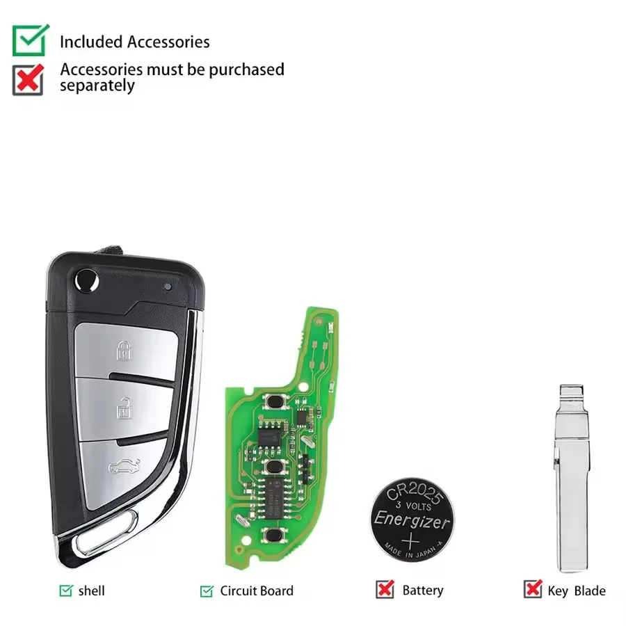 5pcs/lot Xhorse XEKF21EN Style II Universal XE Series Smart Remote Key With 3 Buttons English Version