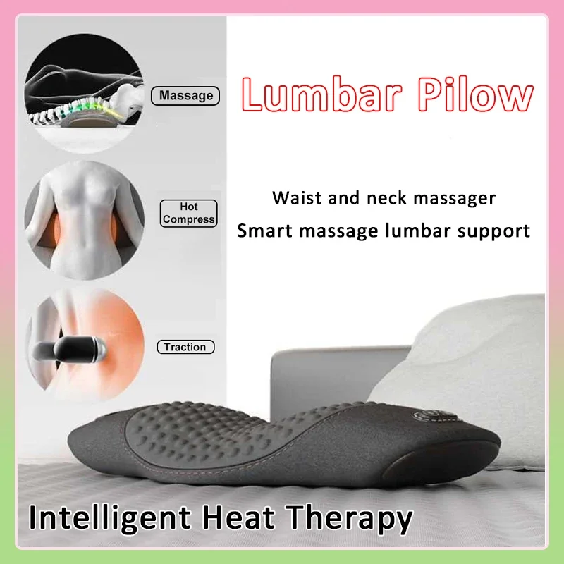 

Подушка для талии, массажная подушка для спины, массажная подушка для лежания, облегчение плоской талии, поддержка талии, подогрев, вибрационный массажер для спины