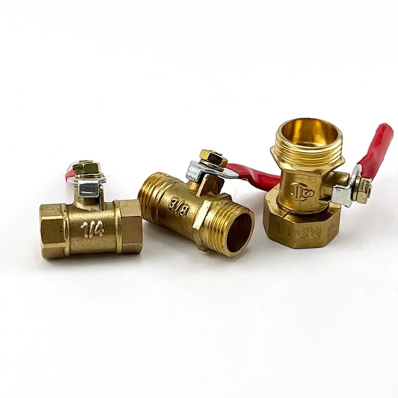 

‌ Мини-шаровой кран с красной ручкой 1/2 дюйма 3/4 дюйма, полностью латунная двойная внутренняя/наружная резьба для систем водопроводных/газопроводных трубопровод ‌