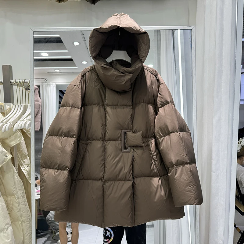 Winter Mittlere Länge Mit Kapuze Unten Jacke Frauen Weiße Ente Unten Parker Unten Jacken Weibliche Dicke Warme Wasserdichte Outwears Mantel
