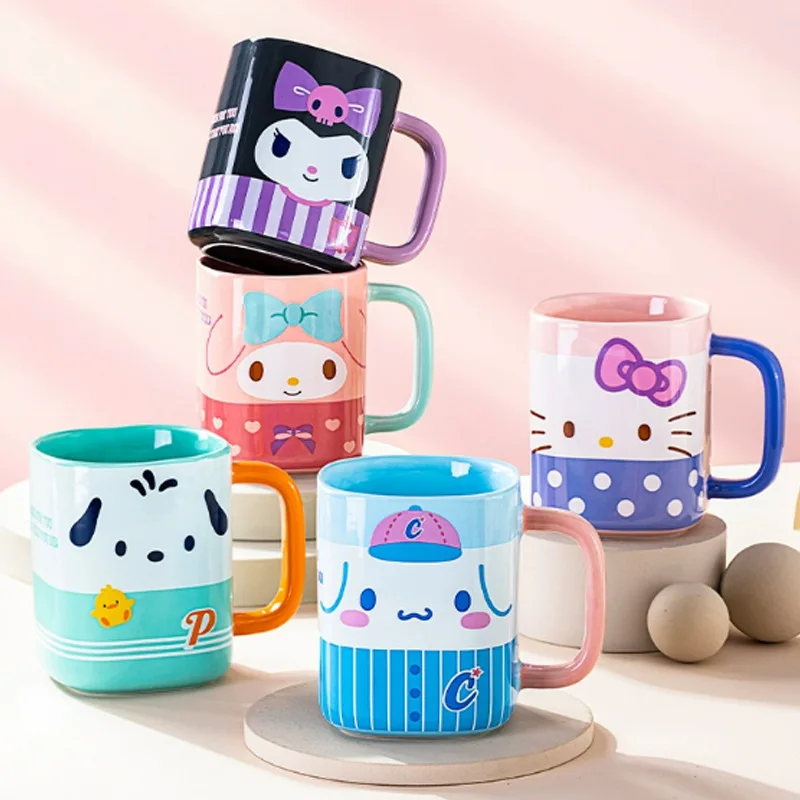 Hello Kitty Ceramic Mug Sanrio Cute Cartoon Kuromi Square Couple Water Cup Optimal Selection Of Good Products Gift Anime