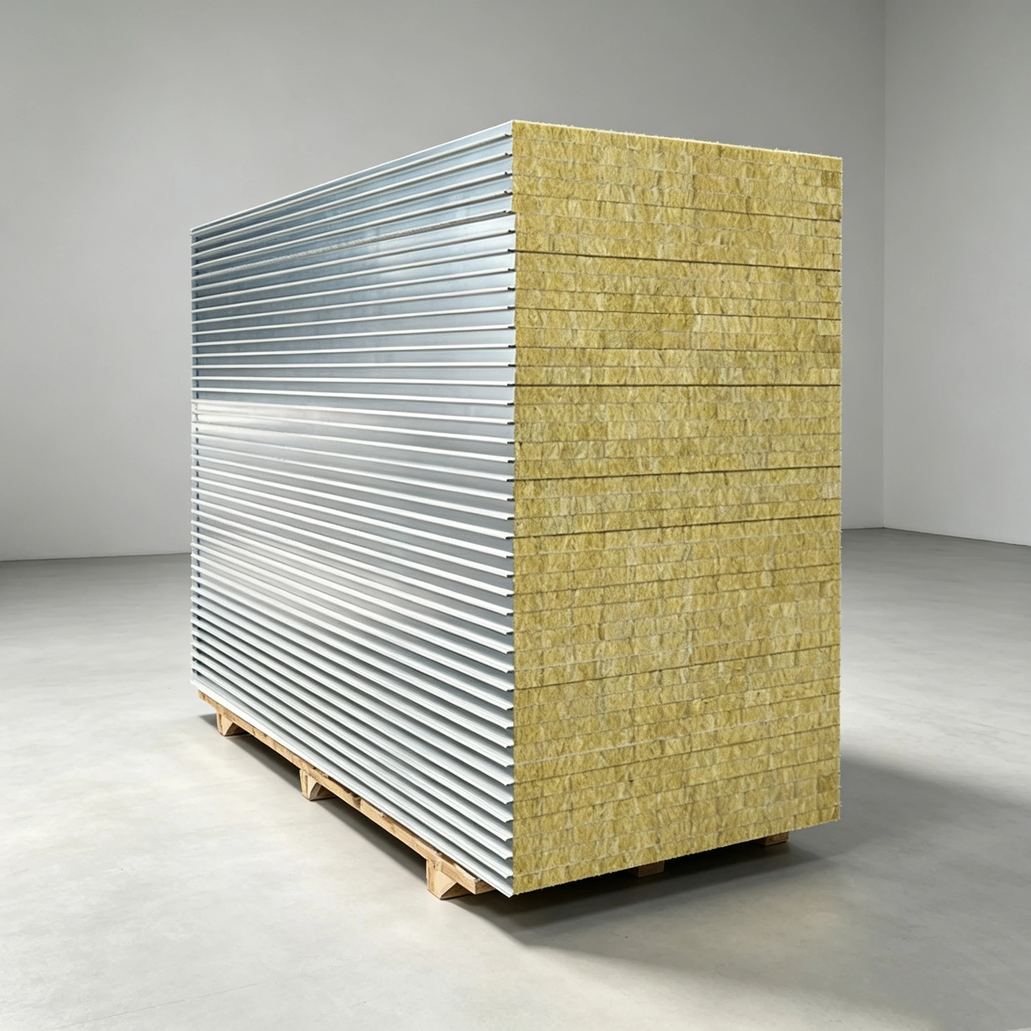 Oem fireproof rock wool insulated panel for building walls, interior wall thermal insulation, high-density rock wool sandwic