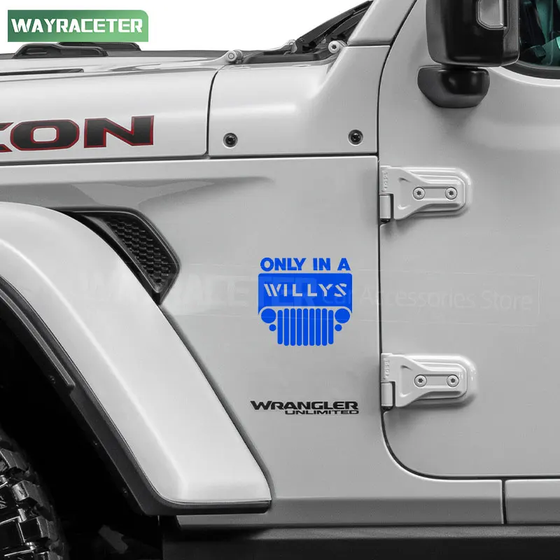 ملصق فينيل عاكس فقط في رسومات ويليز ملصق نافذة حاجز صندوق السيارة لسيارة جيب رانجلر JK JL TJ YJ CJ JLU Gladiator JT