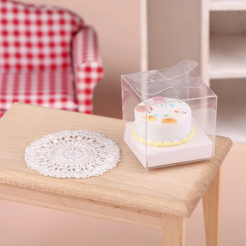 1:12 Dollhouse Miniature Strawberry Birthday Cake W/Transparent Packaging Box Kitchen Model Decor Toy Doll House Accessories