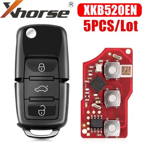 Xhorse 무선 프로그래밍 지지대 와이어 원격 키, XKB520EN 2 세대 XKB501EN, B5 유형, 로트 당 5 개