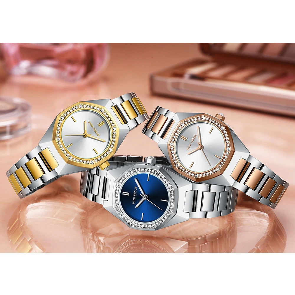 MINI FOCUS Women's Wristwatch Elegant Luxury Quartz Watch For Women Fashion Waterproof Watches  Stainless Steel Strap 0433L