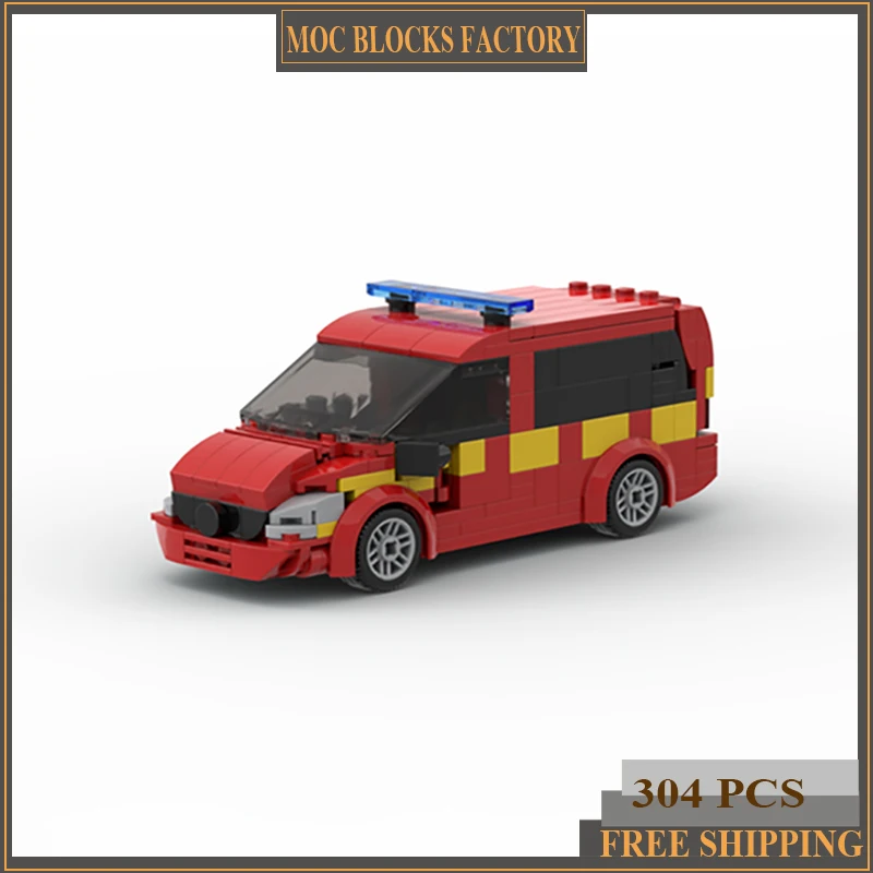 Moc Building Blocks London Fire Brigade Command Vehicle Car Model Technology Brick Brand-name Vehicle DIY Toy For Child Gifts