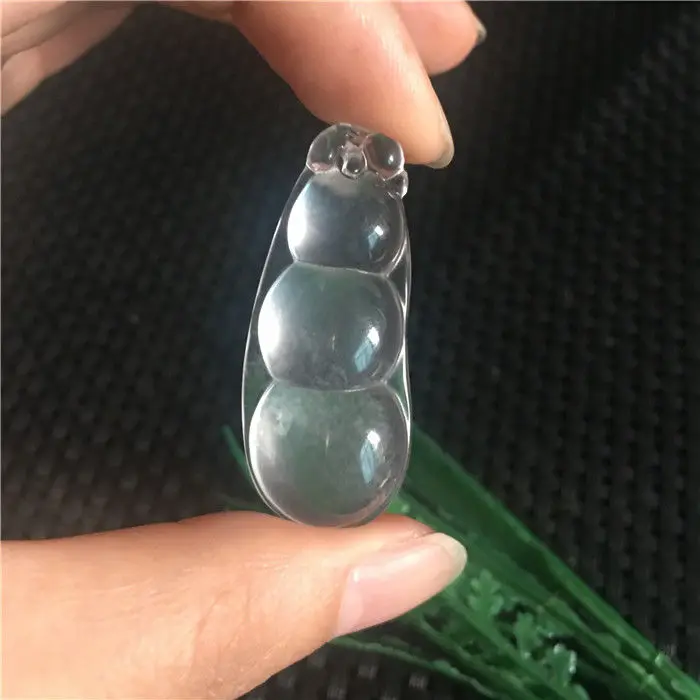 Natural 100% real Myanmar jadeite carved Four Seasons Ping An Bean good luck pendant simple temperament jewellery for women men