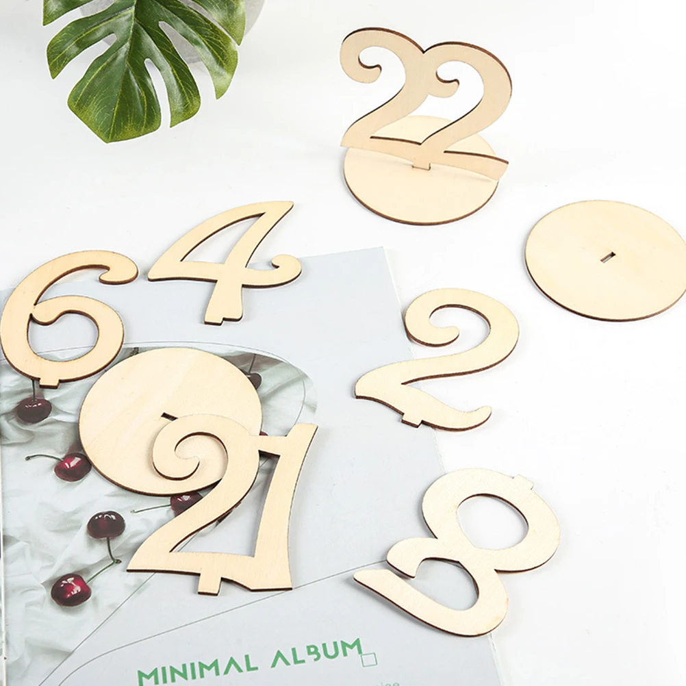 

20 Pcs Wooden Digital Table Number Signs Quality Smooth Bottom Firm Placement Practical Storage Simple Design