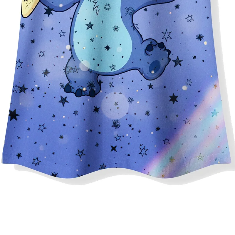 2023 Kids Night Dress Baby Girls Cartoon Stitch Nightgown Silky Milk Silk Girls Sleepwear Pyjama Enfant Fille Kawaii Nightdress image 6