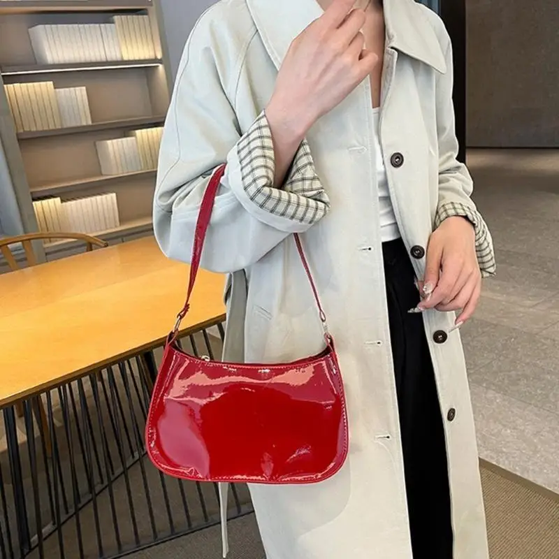 

Elegant Women's Underarm Bag With Zippered PU Leather Shoulder Bag Party Satchel Handbag Casual Fashion Accessory 547A