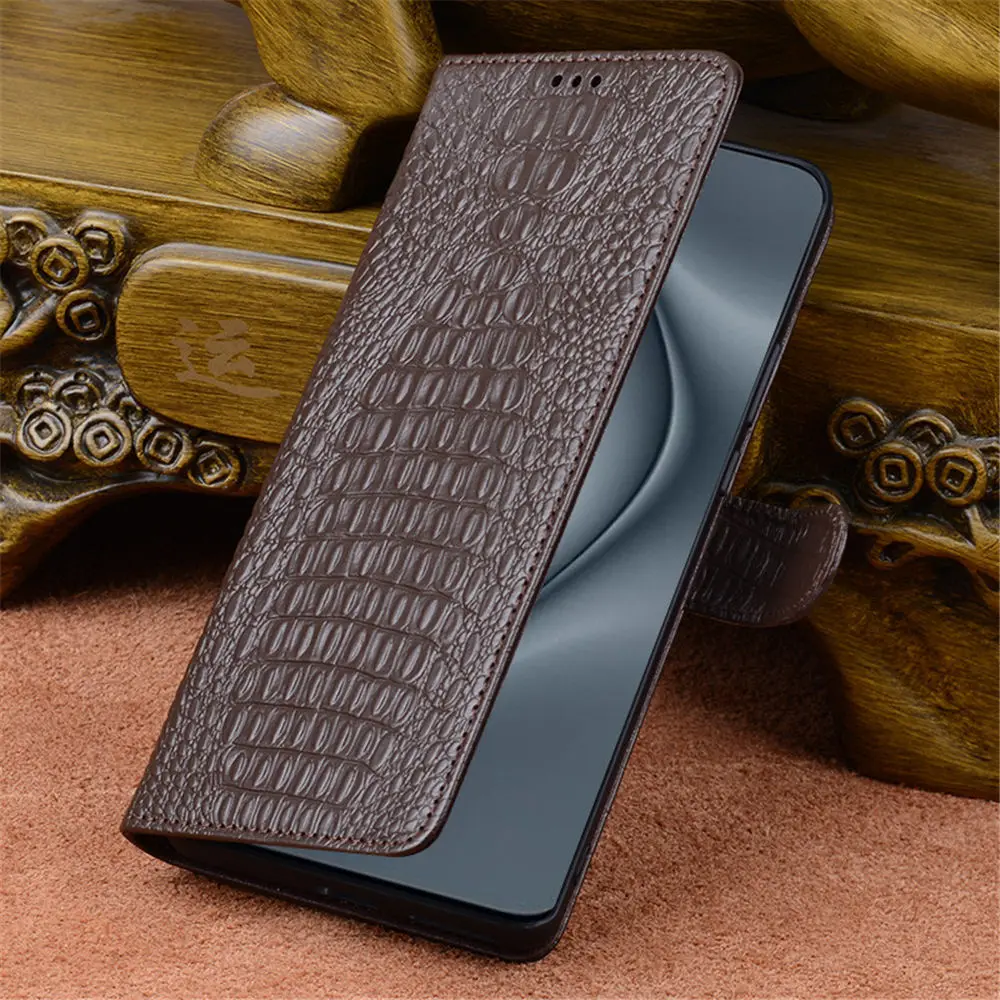 Чехол-кошелек из натуральной кожи крокодила для Huawei Pura 70 Ultra/Pura 70 Pro/Pura 70 чехол с магнитным слотом для карт