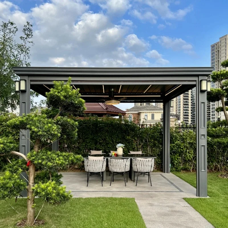 Factory Price Outdoor Garden Aluminum Motorized Outdoor Louvered Pergola Shade with Louvered Roof Patio Cover