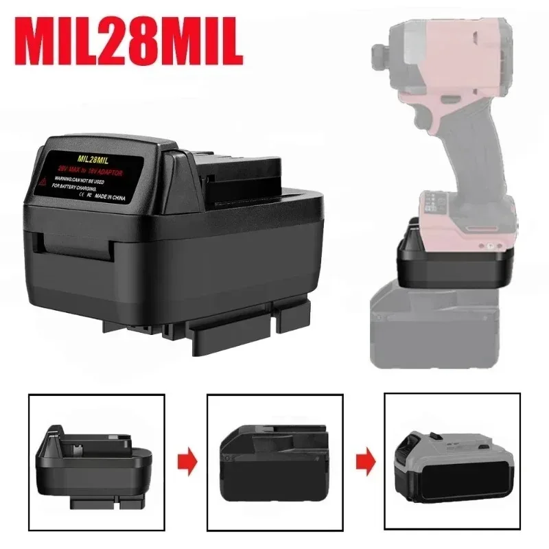 Adapter für Milwaukee M-18 18V Werkzeuge: Verwenden Sie MIL28MIL Elektrowerkzeug-Akkus für Milwaukee M28 V28 Lithium-Ionen-Batterien – Detail 2