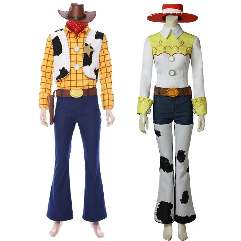 Anime Toy Woody Cowboy Denim Uniforms Suit Jessie Cosplay Costume Top Pants Hat Woman Man Party Carnival Halloween Costume