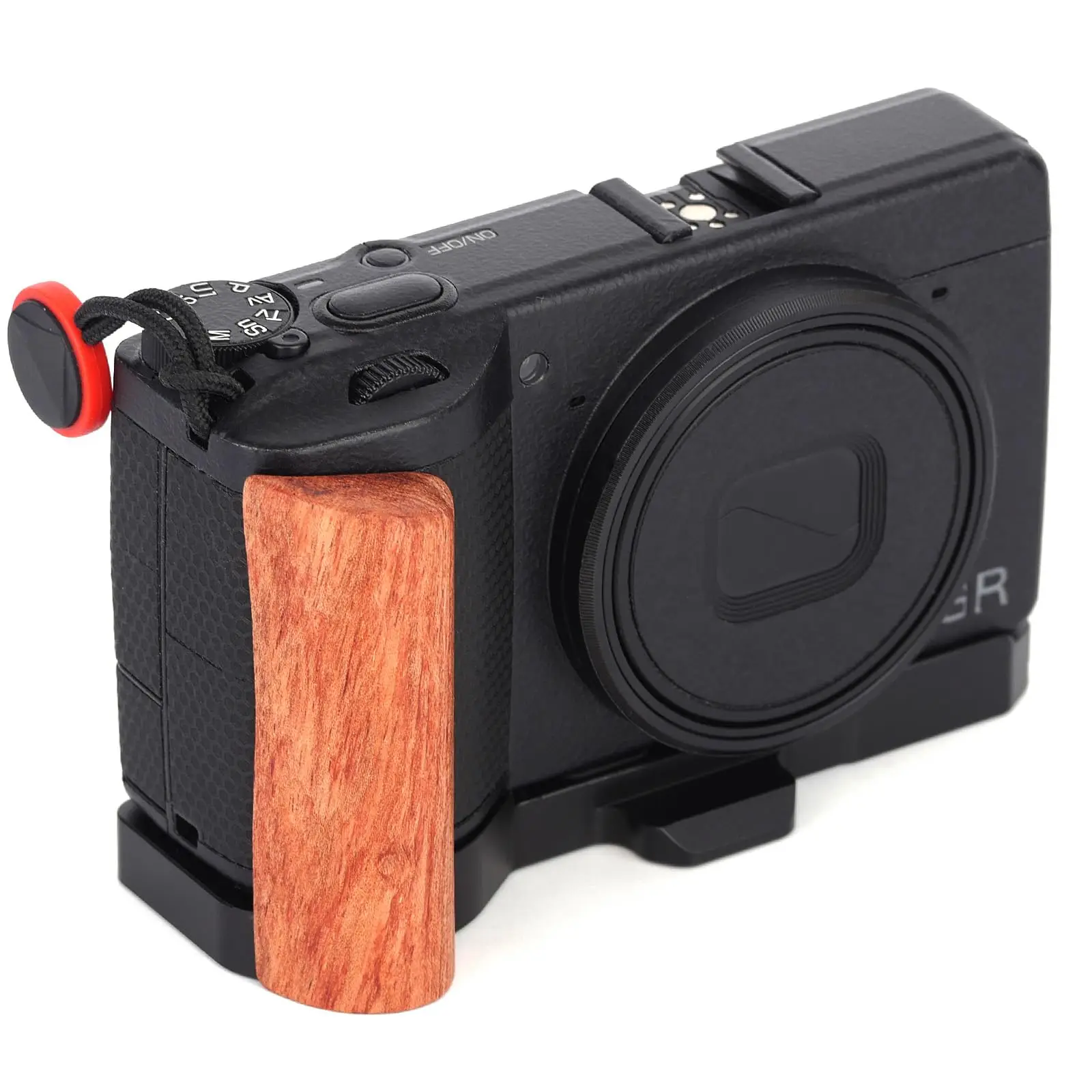 For Ricoh GR IV GRIV GR4 Wooden Hand Grip L Bracket Holder, For Arca Type Quick Release Plate, Handgrip L-Shape Wooden Grip