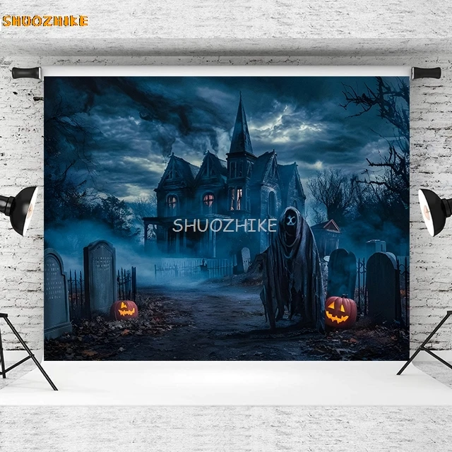 Pesta Halloween latar belakang horor malam hantu Shadow teror Zombie adegan pemotretan latar belakang fotografi Studio foto