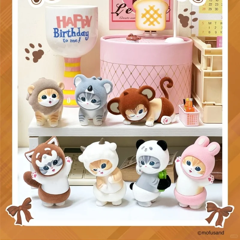 Miniso mofusand sanrio gato peludo animal festa caixa cega ornamento misterioso boneca torção ovo pvc figuras de ação brinquedos crianças presente