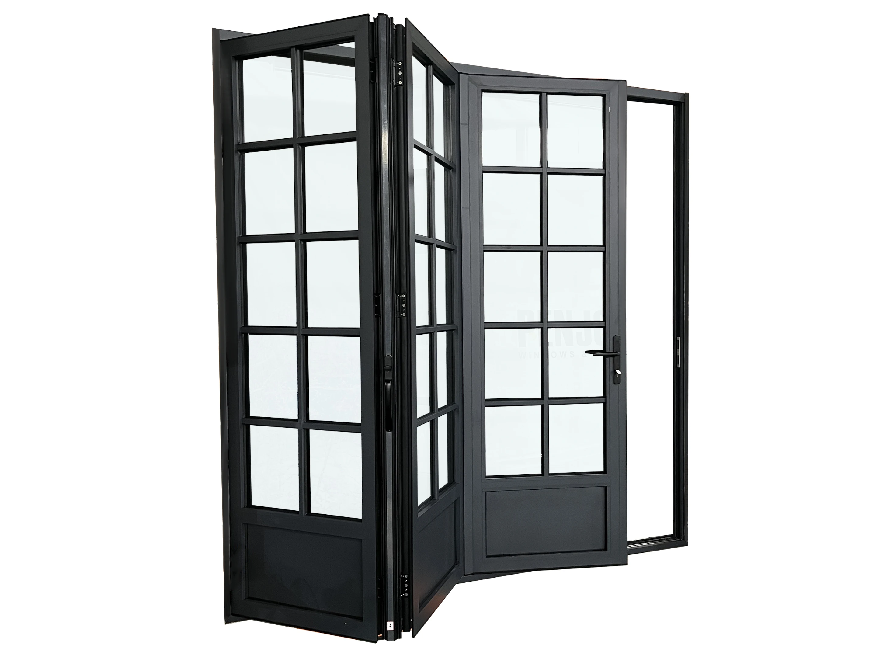 Accordion Bifold Door Exterior Aluminum Double Low-E Tempered Glass Folding Patio Doors Entry Villa FiberglassCustomizable