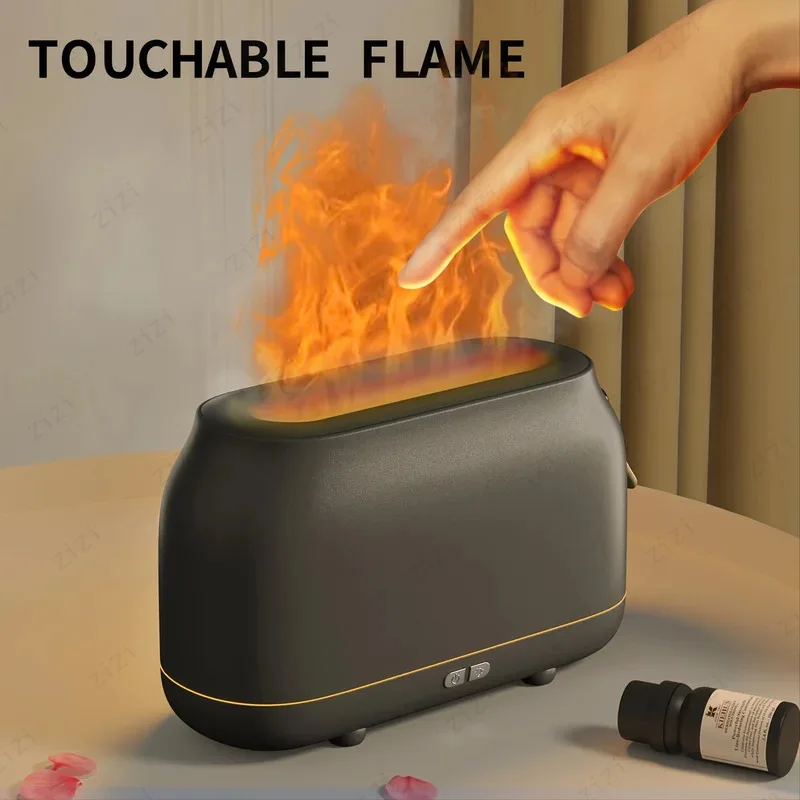 Simulated Flame Air Humidification Aromatherapy Machine Simple Texture Three Color RGB Light Aromatherapy Machine