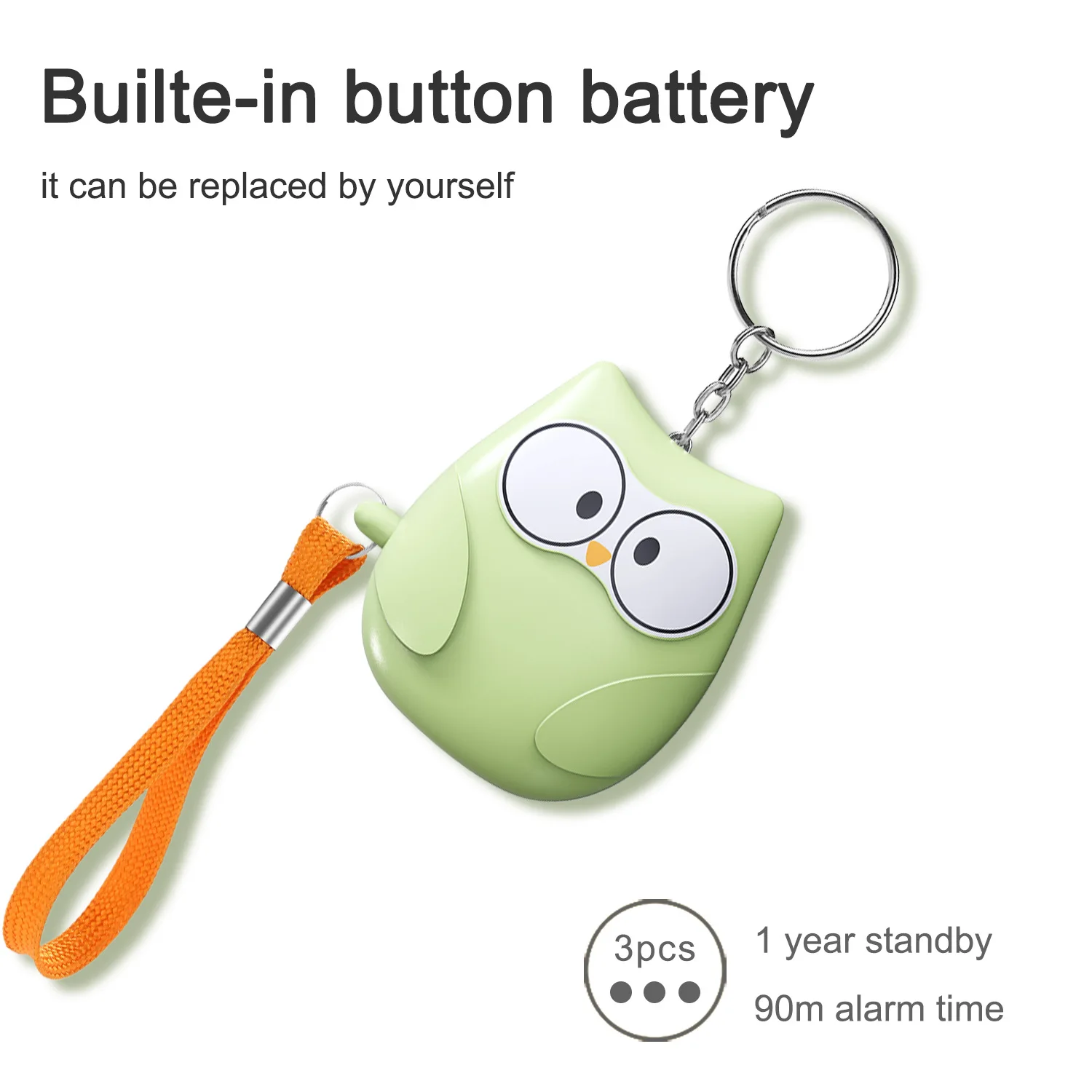 Cute Owl Personal Safety Alarm Keychain For Women Kids Elderly 130db Portable Emergency Sos Device Outdoor Self Defense Tools