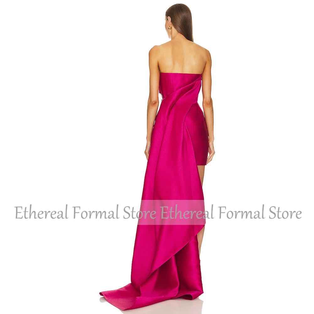 Mermaid Strapless Cocktail Dress Knee Length Mini Short Length Mermaid Holiday Party Gown Evening Dress Pleat Saudi Dress 2025