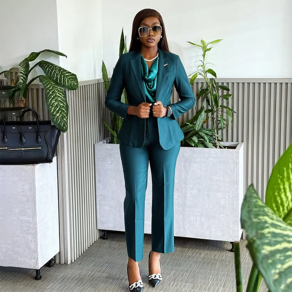 

Slim Fit Women's Suits Luxury One-Button Notch Lapel Blazer Customized Office Lady 2 Piece Jacket Pants Female Clothing