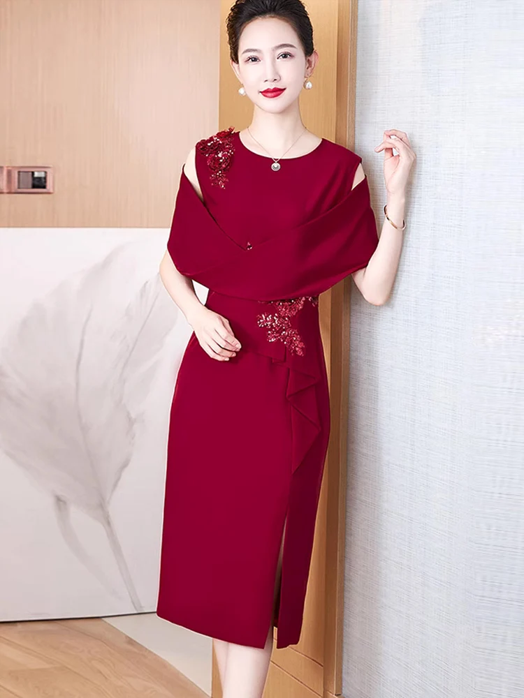 Elegante Vestido de Madrina para Boda, Traje de Fiesta para Mujeres Mayores, Estilo Moderno para el Trabajo, Falda Larga