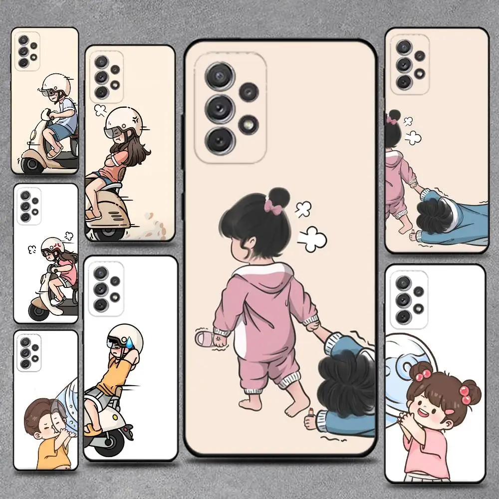 

INS Cute Cartoon Couple Phone Case For Samsung S25,S24,S21,S22,S23,S30,Ultra,S20,Plus,Fe,Lite,Note,10,9,5G Black Cover
