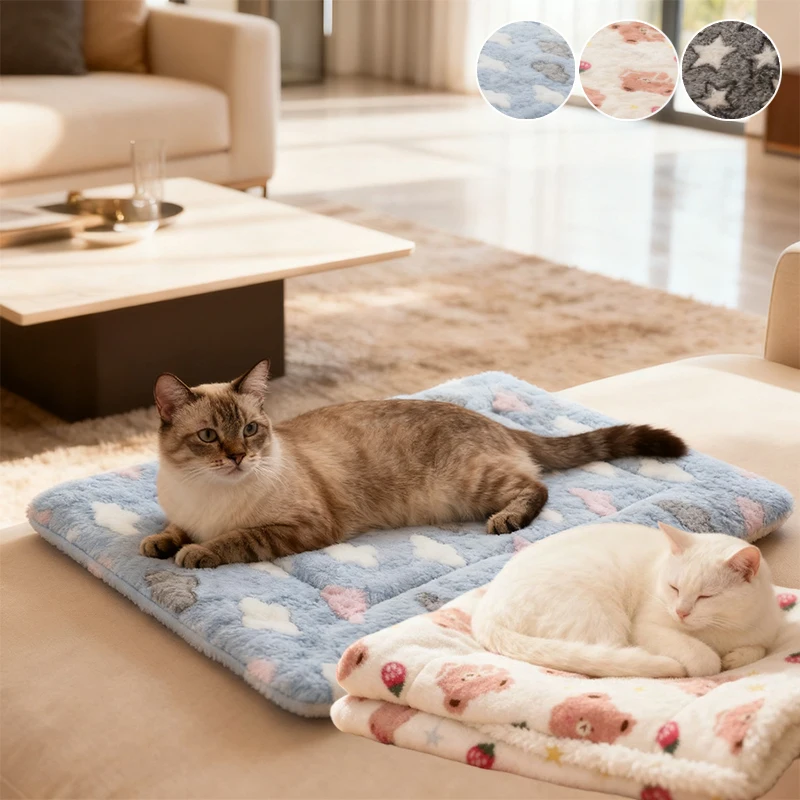 

Winter Thick and Warm Can Be Covered or Padded Cat Dog Blanket Double-layer Plush Pet Sleeping Pad Soft and Comfortable 고양이 깔개