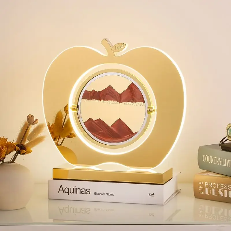 

Drifting Sand Table Art LED, Drifting Sand Table Lamp Apple Sculpture Decoration, Office Table Atmosphere Lighting Accessories G