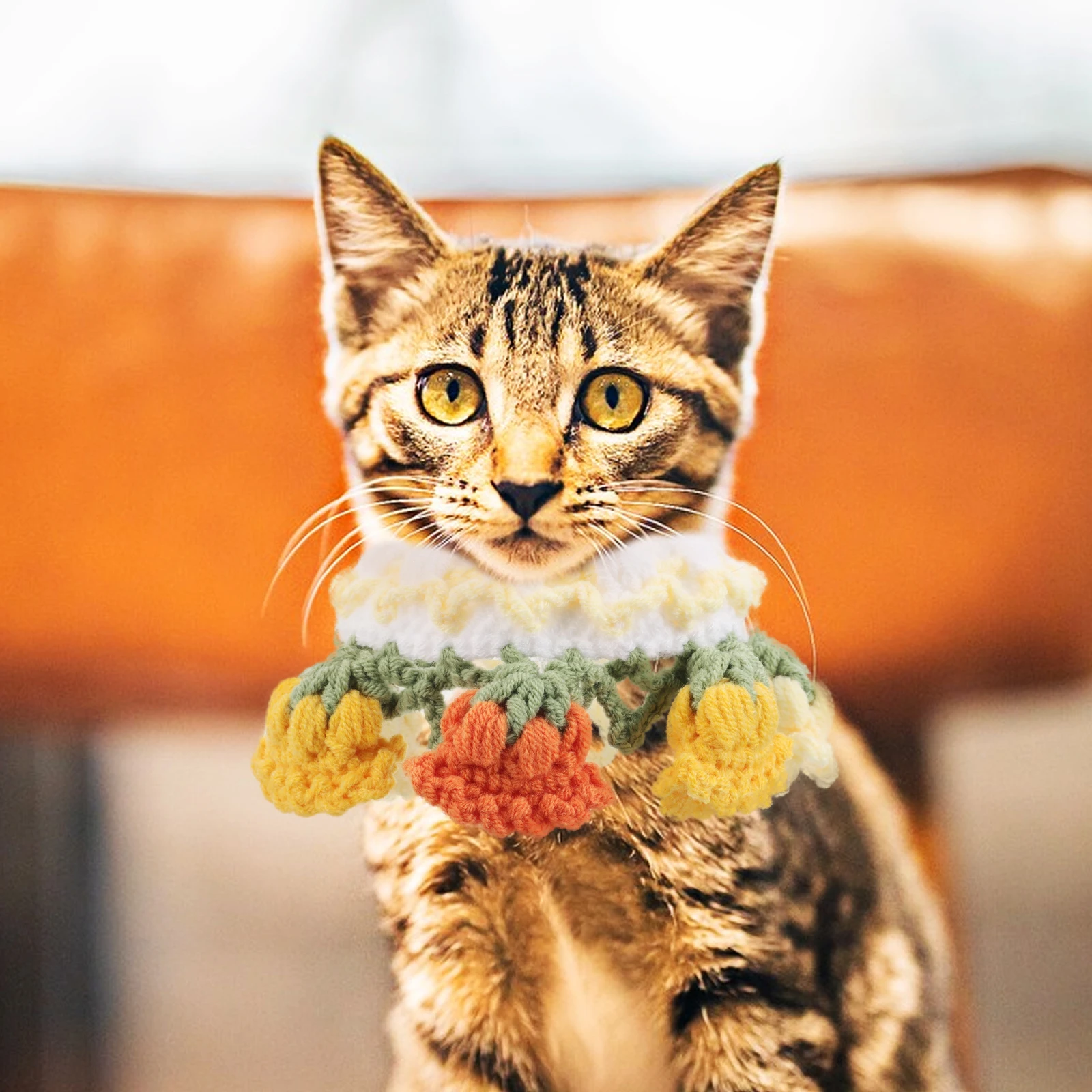 

Pet Scarf Cat Dog Bib Collar Knitted Neckwear Comfort Material Easy Cleaning Versatile Use Drool Bib Scarf Necklace Bandana Pet