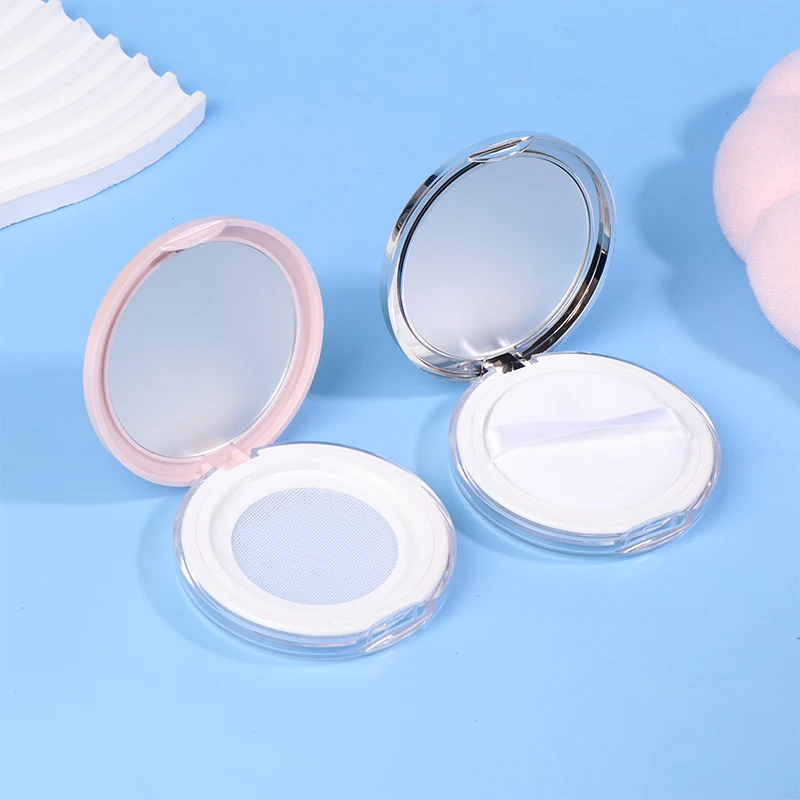 Pote recarregável de maquiagem cosmética, 5g, mini malha elástica ultrafina com espelho, portátil, embalagem de pó solto, caixa vazia