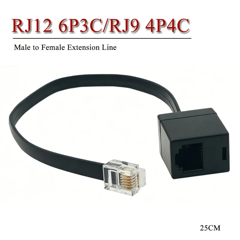 6P6C RJ12 Extension Cable Crystal Head to 6PIN Straight Female Connector Wire Male to Female RJ9 4P4C Connection Line 25CM