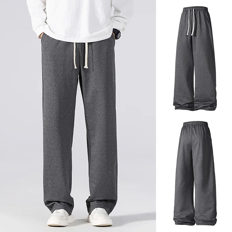 

Summer Korean Men's Pants Light&Thin Polyester Elastic Waist Semi-Wide Loose Slacks Drape Suit Pants Spring Male Casual Trousers