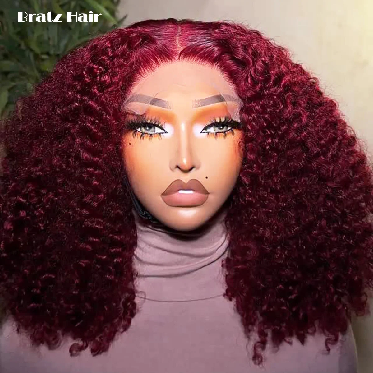 Perruque prête à porter 5x5 Pixie Curls sans colle, cheveux humains 99j bordeaux, perruque bouclée profonde Super Double Drawn 13x4 couleur vin