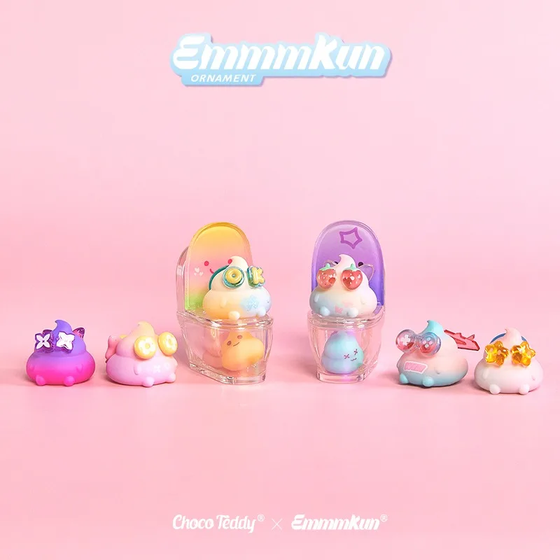 Mini emmmkun série de banheiro caixa cega emmm luminosa cocô figura ornamentos de mesa brinquedos colecionáveis presente aniversário do miúdo