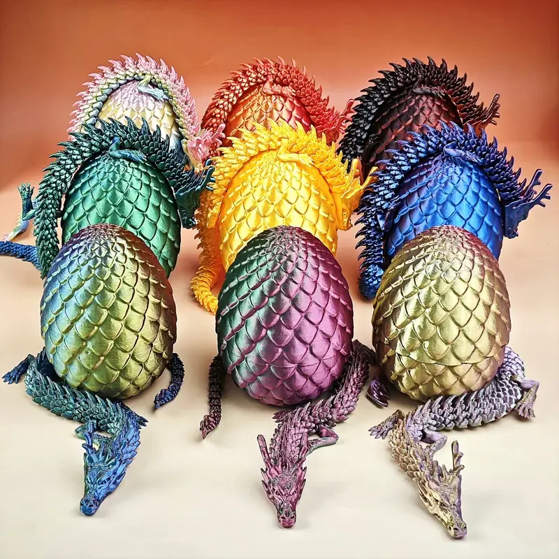 1Set of Articulated 3D Printed Random Dragon With 1pc Dragon Egg- Flexibly Joints for Dynamic Display - Ideal for Home & Office