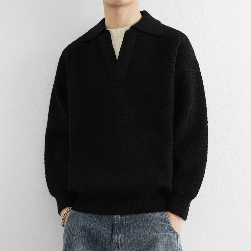 

Мужской повседневный вязаный свитер с эффектом двухслойности, воротником-стойкой, осенне-зимний, для ношения под одеждой, из мягкой смеси полиэстера и нейлона, с длинным рукавом