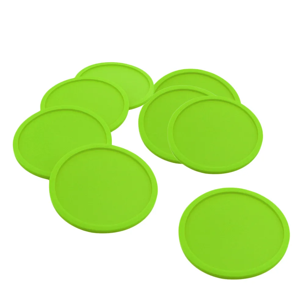 8Pcs Silicone Mug Coasters Non-Slip Drink Holders with Eye-Catching Design Perfect for Home Office Bar Decor Green