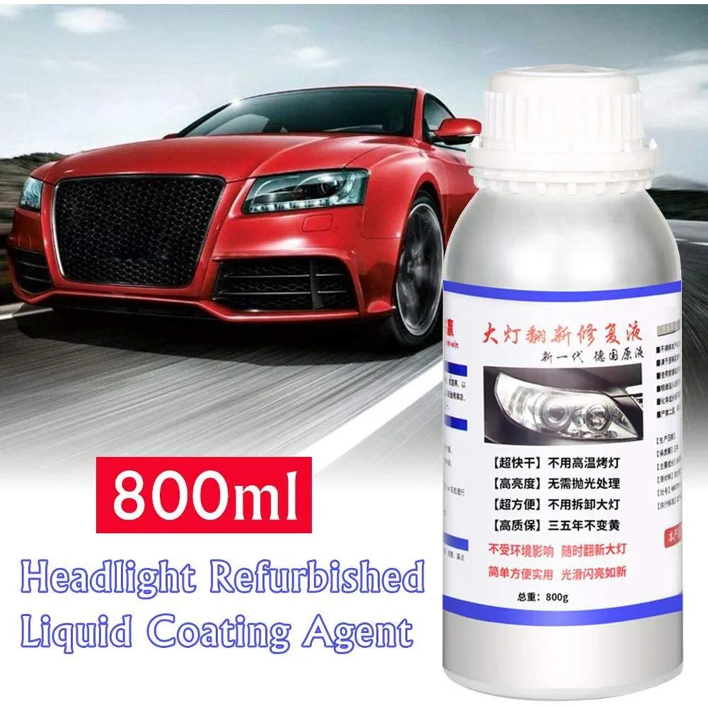 

Headlights Liquid Polymer Headlight Chemical Polish Repair Fluid Refurbishment Scratch Repair 800ml Polishing Headlights Kit