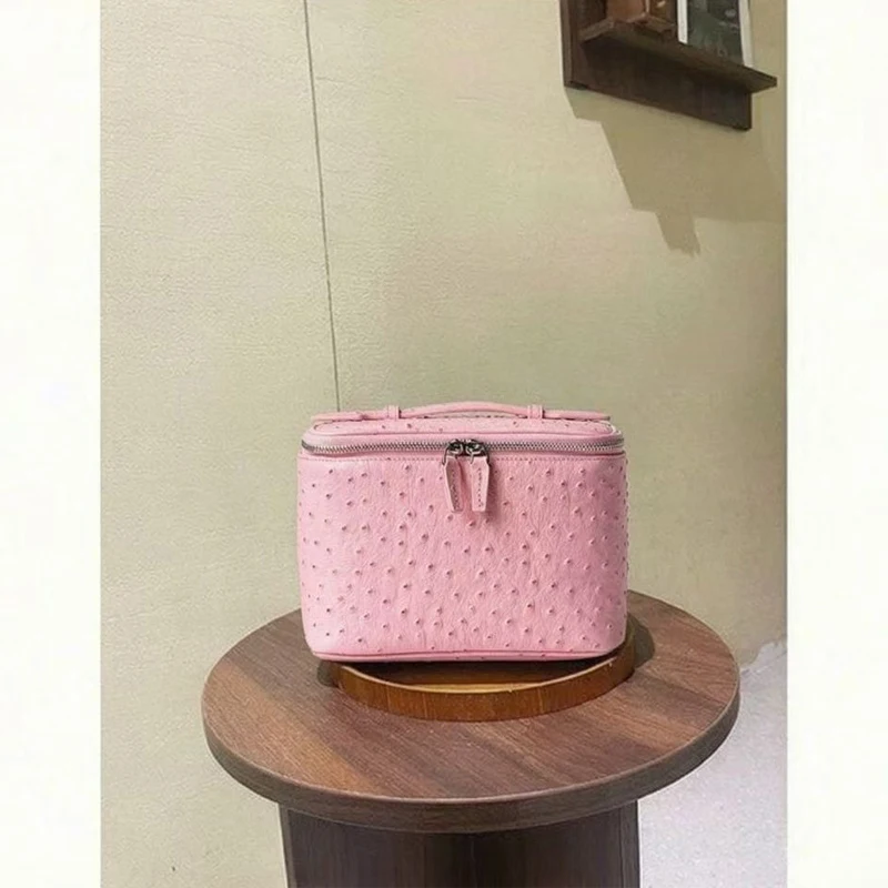 26Himalaya Series Genuine Leather Crocodile Pattern Cosmetic Bag Free Initials Cowhide Large Capacity Jewelry Storage Makeup Bag