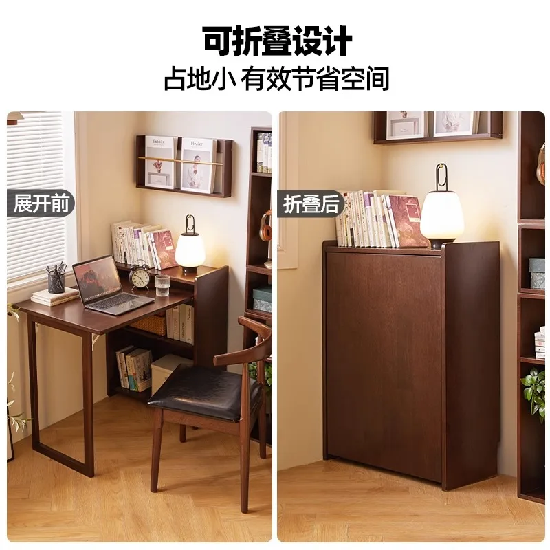 Solid wood folding desk Student household Small apartment bedroom study table Bedside writing table Simple computer