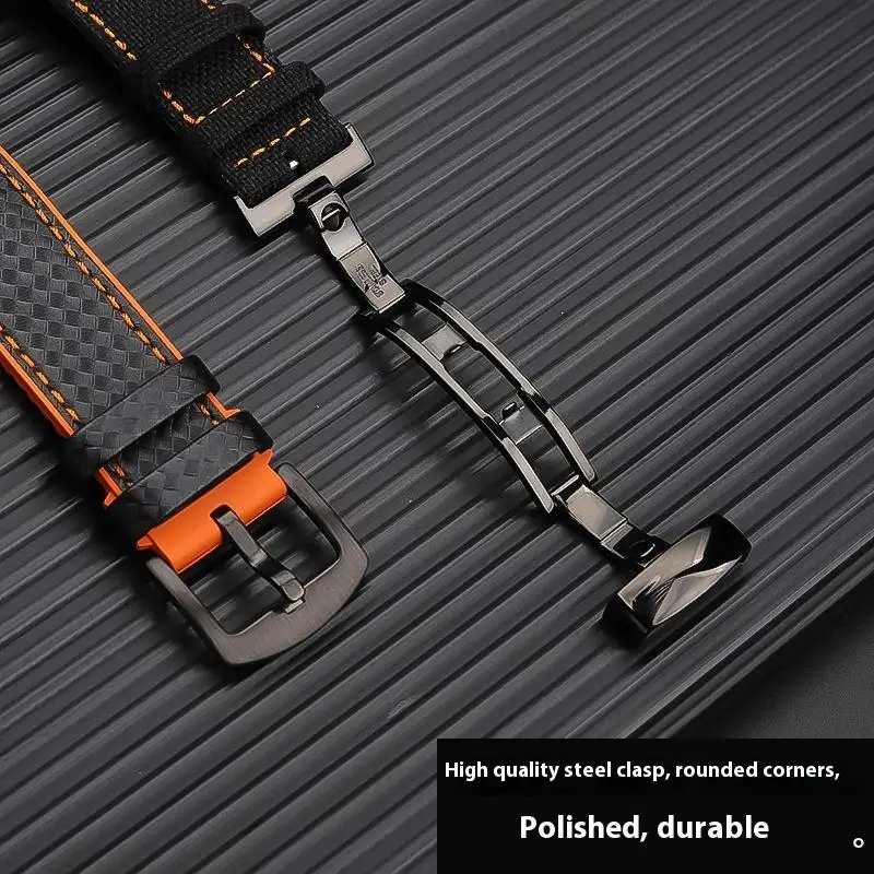 Correa de reloj impermeable para Mido Multifort M005.430 M005.614 Commander M021.407, correa de moda de línea negra y naranja, 20, 21, 22, 23mm