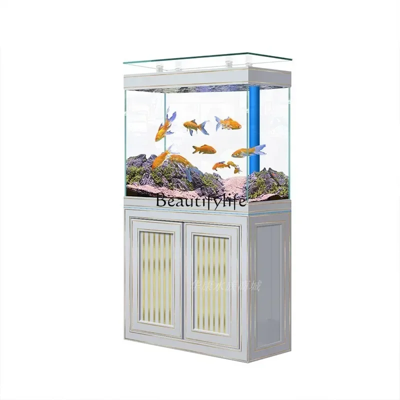 

Customized Large Light Luxury Bottom Filter Ultra-White Glass Aquarium Living Room Floor Partition Wall