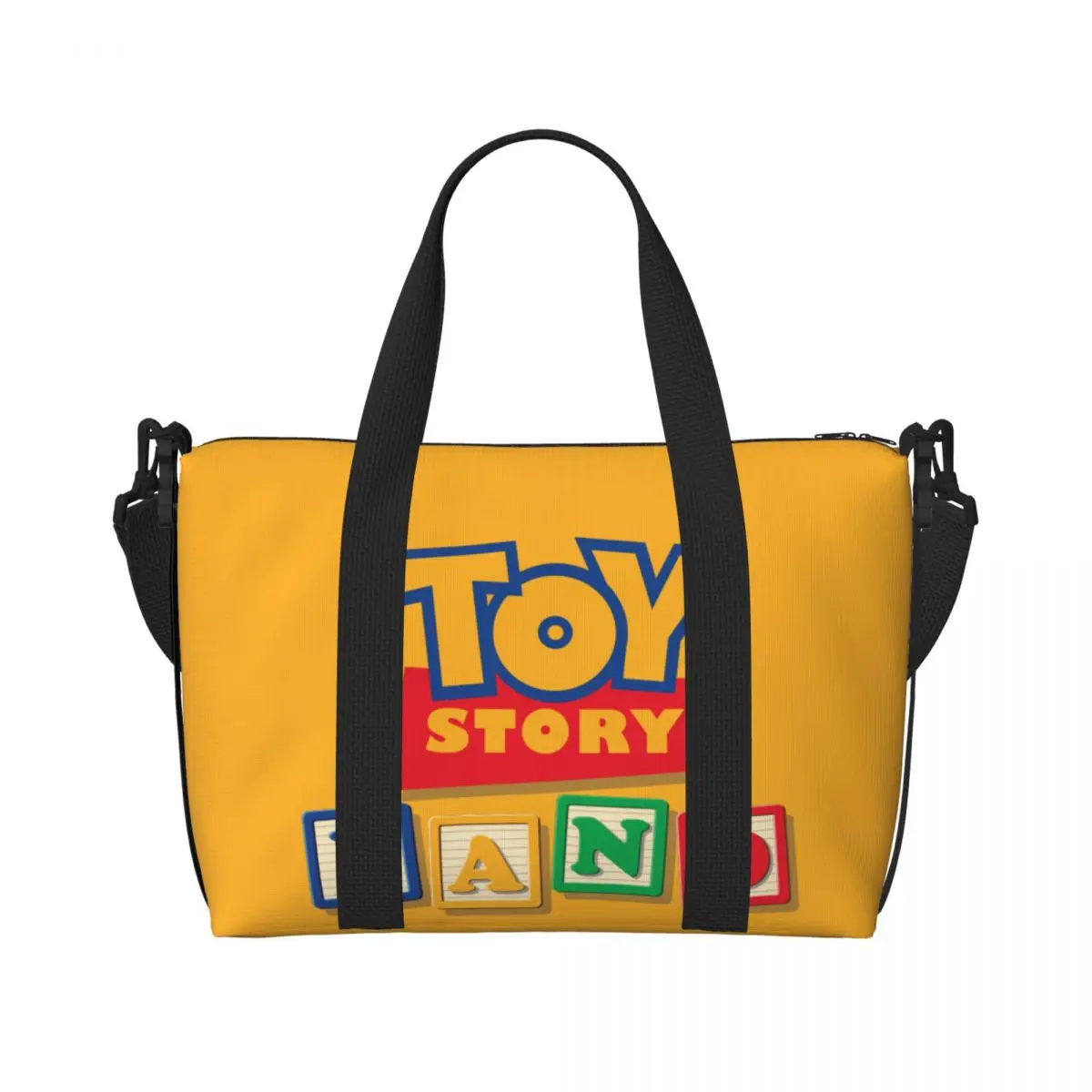 Custom Toy Story Land Cartoon Beach Tote Bag for Women Large Compartment Beach Gym Travel Bags